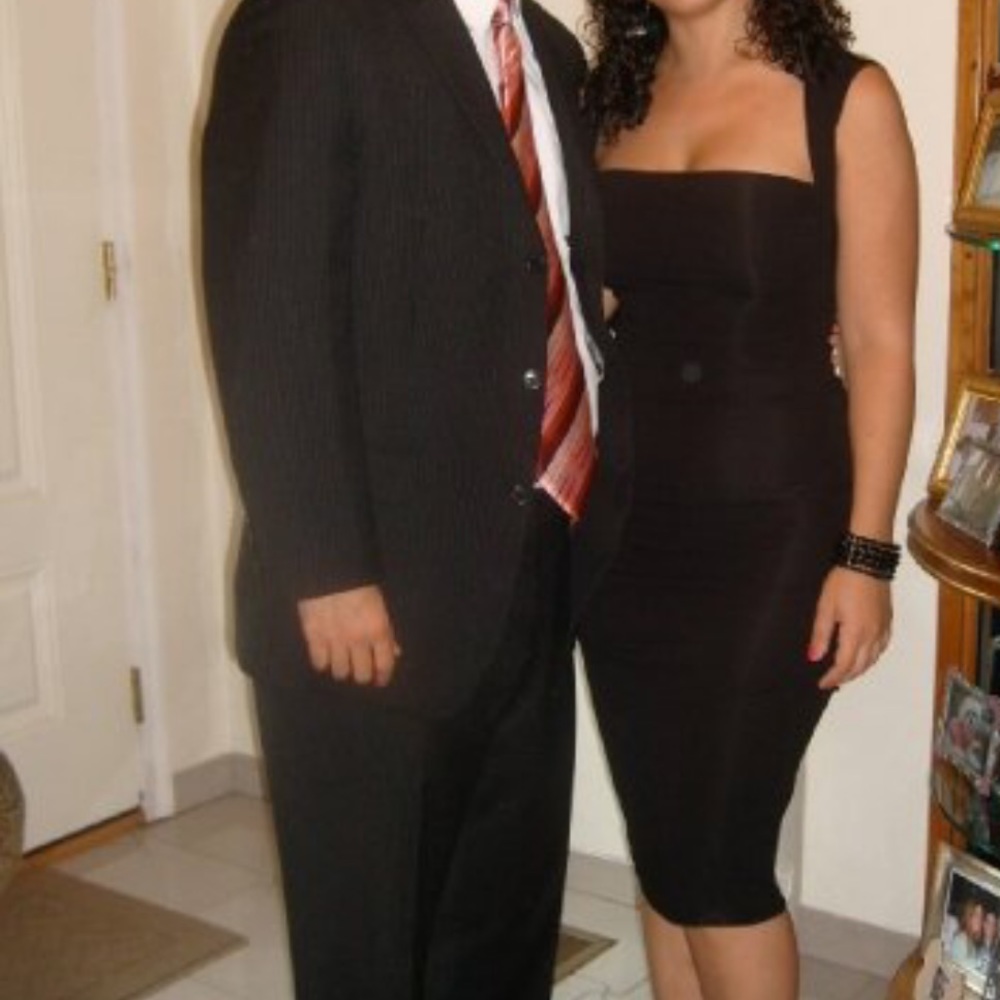 Nicole Miller black midi dress size Petite 2-4